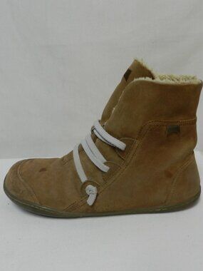 Camper Peu Leather ankle shearling lined boots Flat Lace-Up brown Size 39 US 8.5